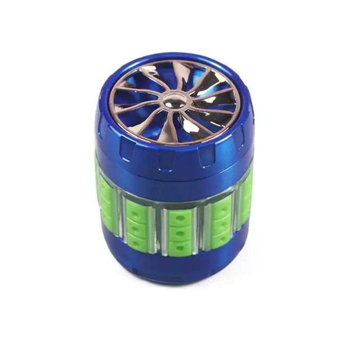 Certified Puffs 4-layer metal herb grinder, 63mm multi-chamber design with sharp teeth for efficient grinding, Kenya product.