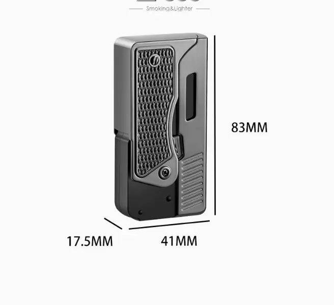 Windproof electric lighter in gun shape by Certified Puffs, with a sleek black finish and illuminated ignition button.