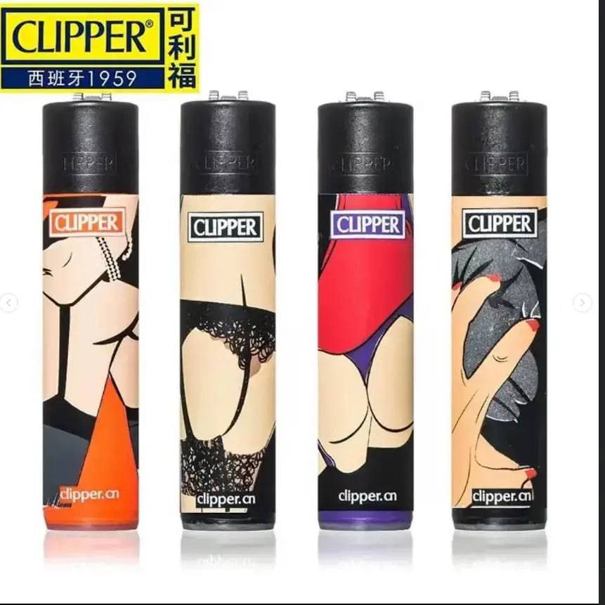 Refillable Clipper lighter by Certified Puffs with a sleek metal body and adjustable flame control.