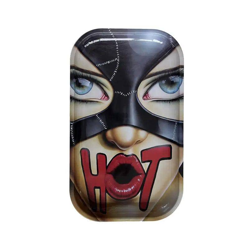 Large Hot Cat Woman rolling tray by Certified Puffs, 10.5-inch XL cartoon design for rolling and storage.