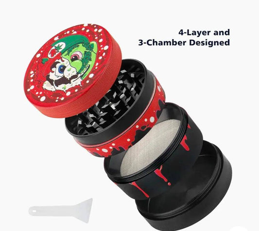 Herb grinder 50mm with Super Mario design by Certified Puffs, featuring colorful Mario-themed artwork and durable metal construction.