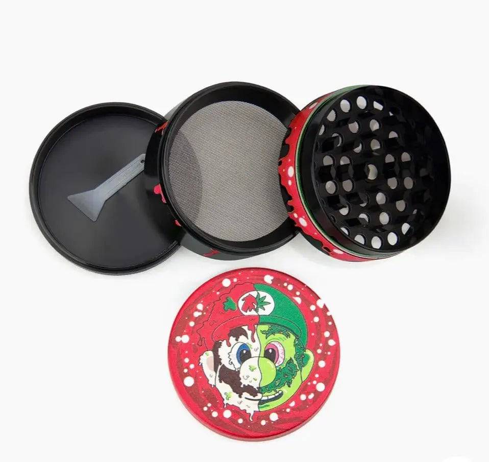 Certified Puffs 50mm Super Mario herb grinder with colorful Mario design and durable metal construction.