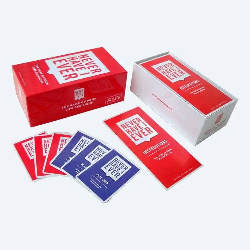 Certified Puffs Never Have I Ever adult card game for parties, featuring colorful cards and game instructions for drinking fun.