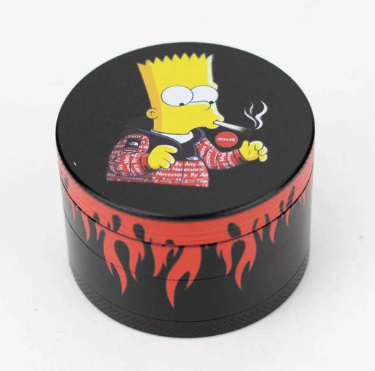 Certified Puffs Simpsons Herb Grinder, 40mm 4-layer metal magnetic lid grinder with cartoon character design and durable construction.