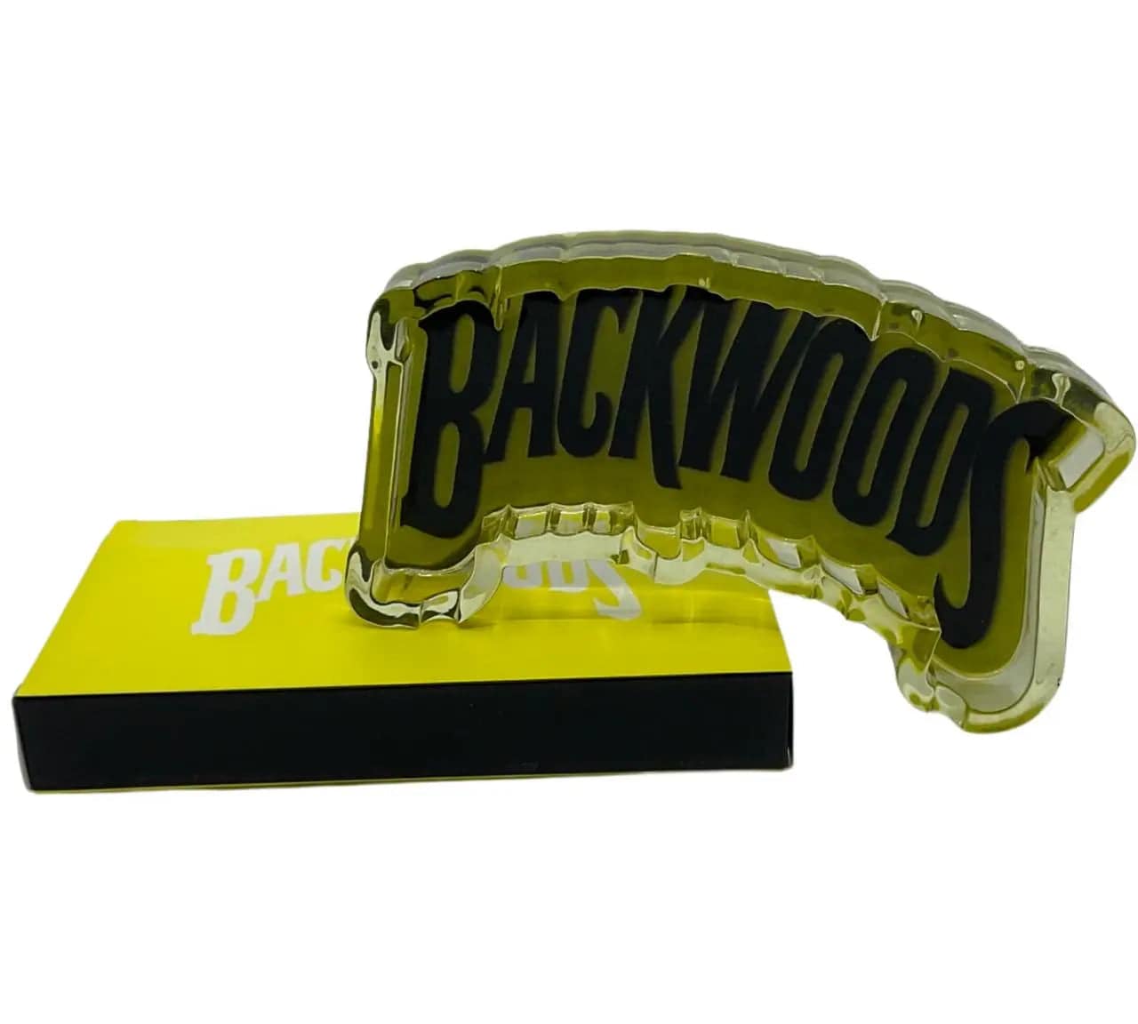 Resin ashtray with Backwoods design, featuring detailed branding and a smooth, durable surface for smoking accessories.