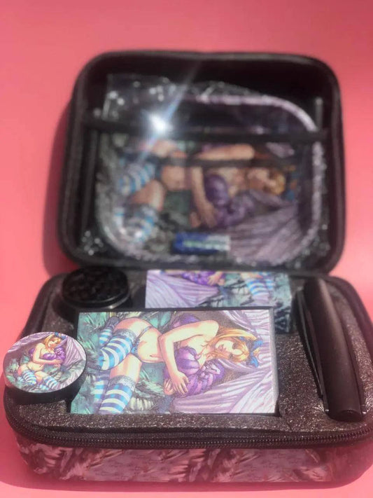 Certified Puffs 6-in-1 Baddie gift set featuring colorful skincare and beauty products arranged creatively.