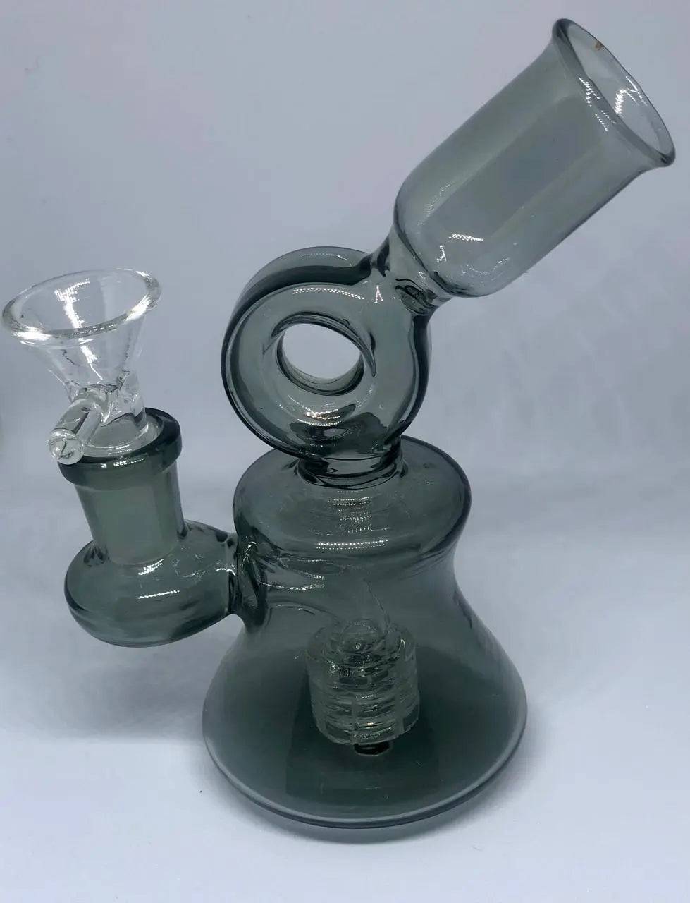 Clear glass Lotus-shaped bong by Certified Puffs for water pipe smoking, featuring a sleek design and sturdy base.