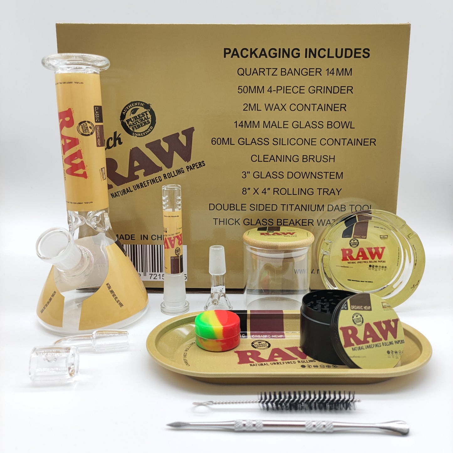 Brown RAW 11-in-1 Glass Bong Gift Set – Premium Smoking Accessories Kit | Buy Online Kenya Certified Puffs