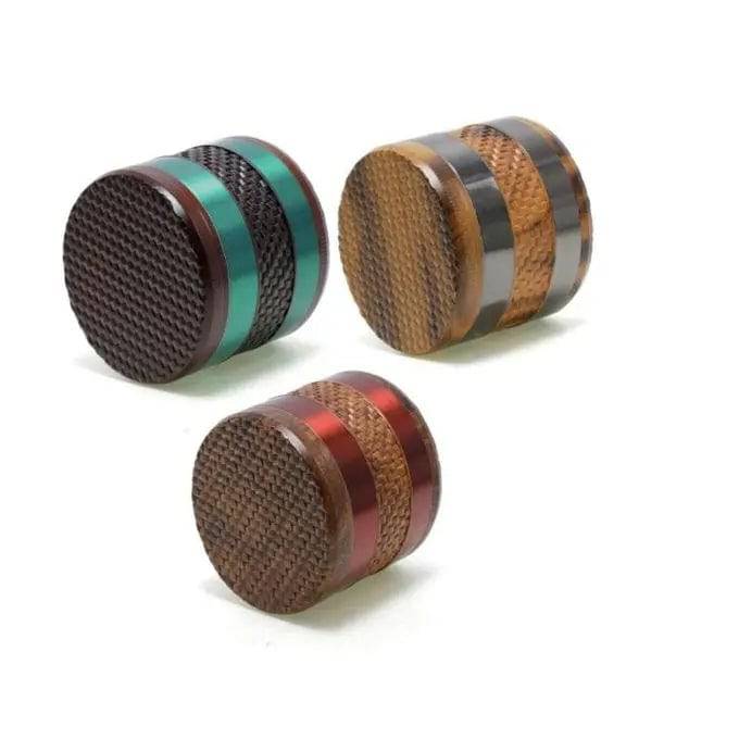 Natural wood herbal grinder, 63mm size, with textured surface, from Certified Puffs, designed for grinding herbs in a premium style.