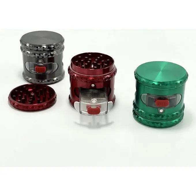 Certified Puffs 63mm heavy duty herb grinder with side opening, made of durable metal, ideal for grinding herbs efficiently.