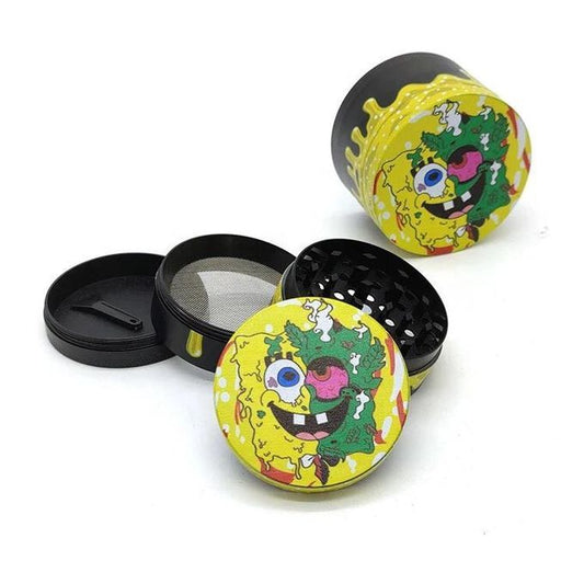 SpongeBob Herb Grinder 50mm – 4-Piece Metal Grinder with Kief Catcher & Pollen Scraper | Buy Online Kenya Certified Puffs