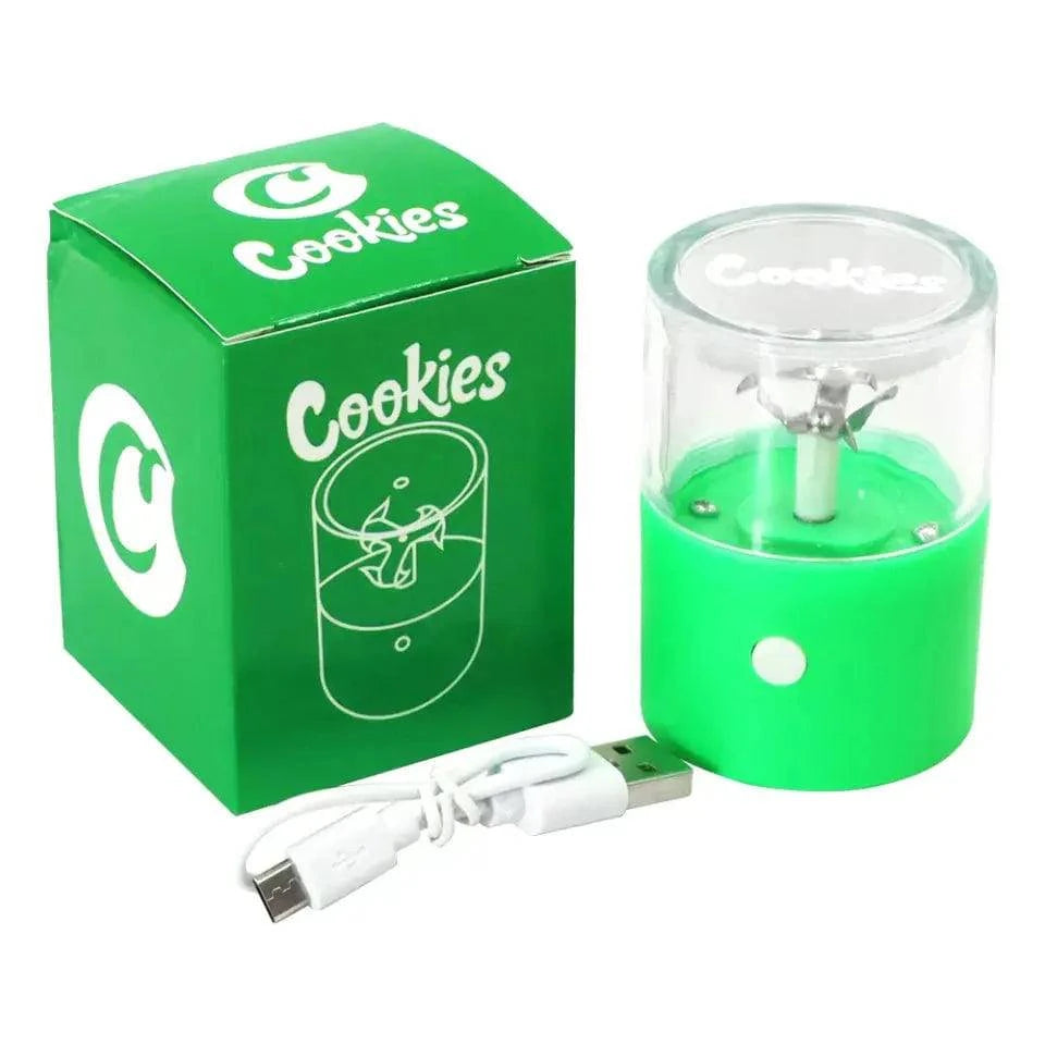 Certified Puffs electric herb grinder, automatic USB rechargeable device with stainless steel grinding chamber for herbs.