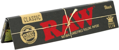 Raw King Size Rolling Papers Box - Natural Unrefined Hemp Papers Certified Puffs