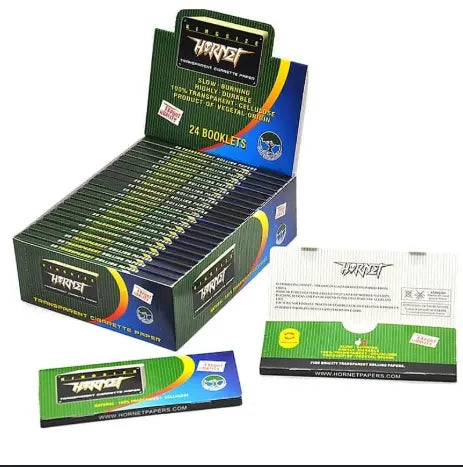 Hornet Transparent Clear Cellulose King Size Rolling Papers Box Certified Puffs