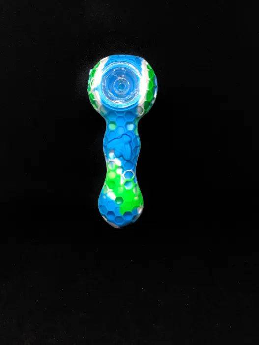 Silicone bee-shaped hand pipe by Certified Puffs, durable tobacco smoking pipe with detailed bee design.