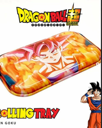XL Dragon Ball Z rolling tray featuring Super Saiyan Goku and Vegeta design by Certified Puffs