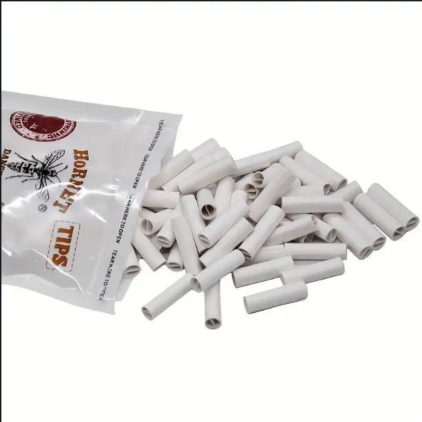 Brown organic HORNET Ø 7 Slim pre-rolled cigarette tips from Certified Puffs, 100 tips per pack, shown in the image.