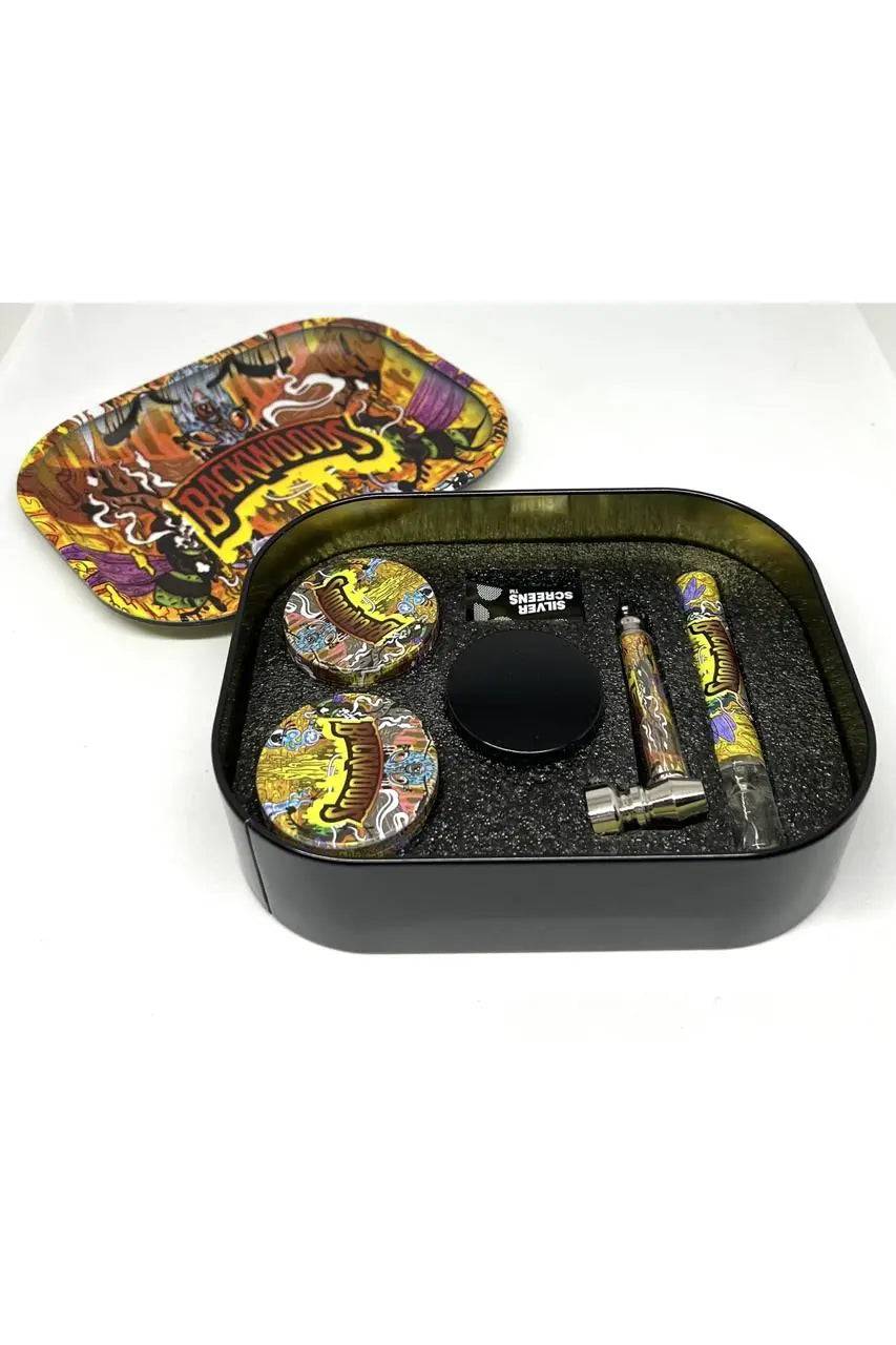 Six-piece gift set in a tin box by Certified Puffs, featuring assorted baked goods arranged inside the decorative tin.