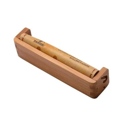 Certified Puffs Hornet Bamboo Rolling Machine 1 1/4 in natural finish, portable roller for smooth, even rolling of herbs.