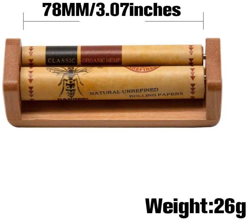 Certified Puffs Hornet Bamboo Rolling Machine 1 1/4 in natural finish, portable roller for perfect hand-rolled cigarettes.