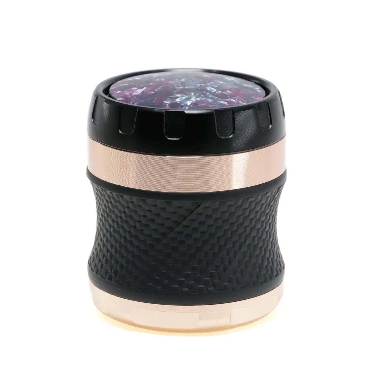 Large 63mm Certified Puffs metal herb grinder, 4-piece XL herb grinder with textured grip and stainless steel grinding teeth.