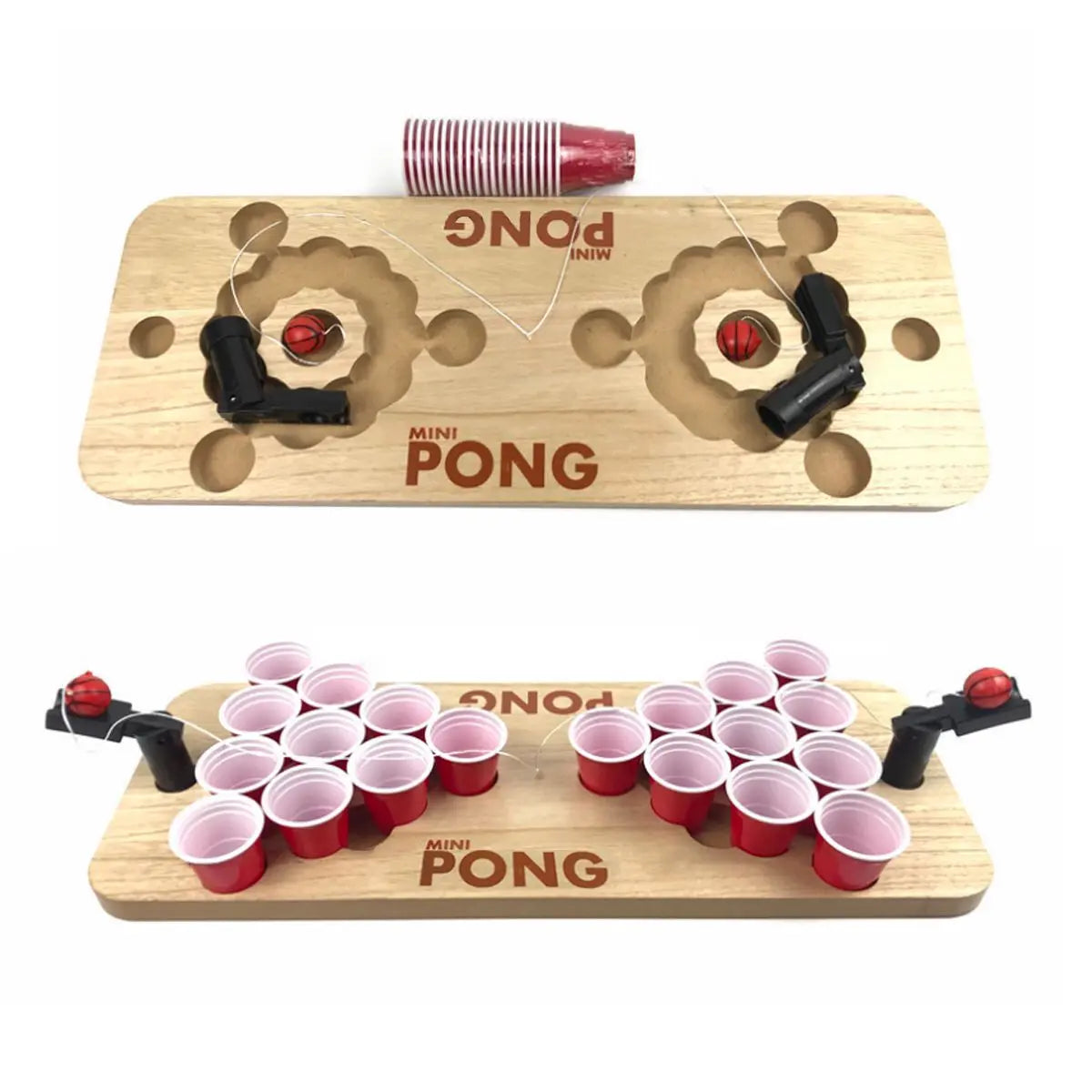 Mini Beer Pong Game - Premium Wooden Drinking Game Party Set Certified Puffs