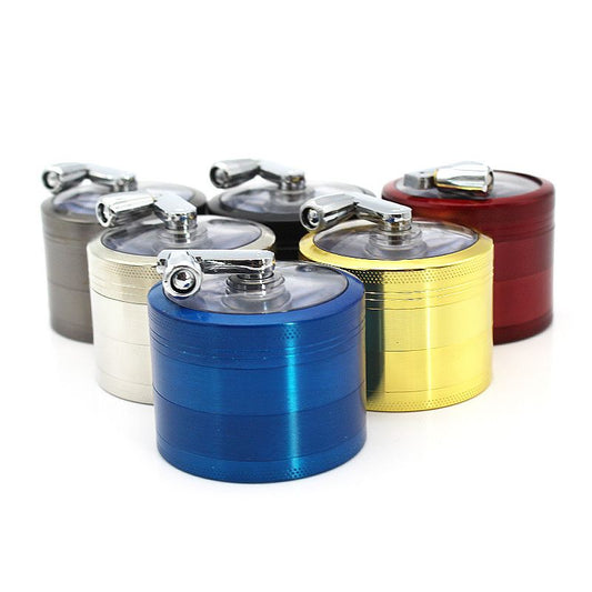 4-Piece Hand Crank Herb Grinder 63mm – Zinc Alloy Metal Grinder | Buy Online Kenya Certified Puffs