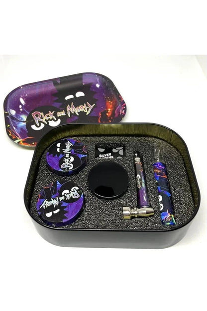 Six-piece gift set in a tin box by Certified Puffs, featuring assorted treats arranged neatly in festive packaging.