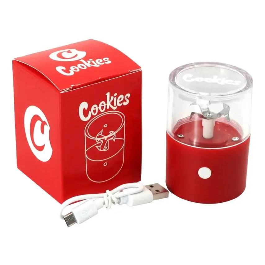 Certified Puffs electric herb grinder with USB rechargeable design, showing the compact, automatic herb grinder in use.