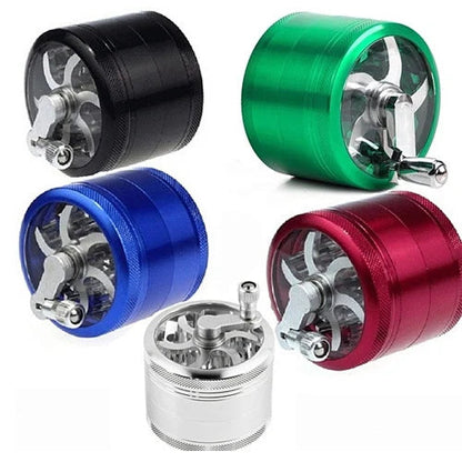 4-Piece Hand Crank Herb Grinder 63mm – Zinc Alloy Metal Grinder | Buy Online Kenya Certified Puffs
